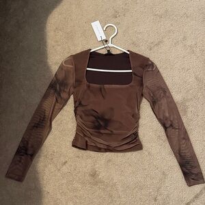 Dynamite Chocolate Brown Long Sleeve Top